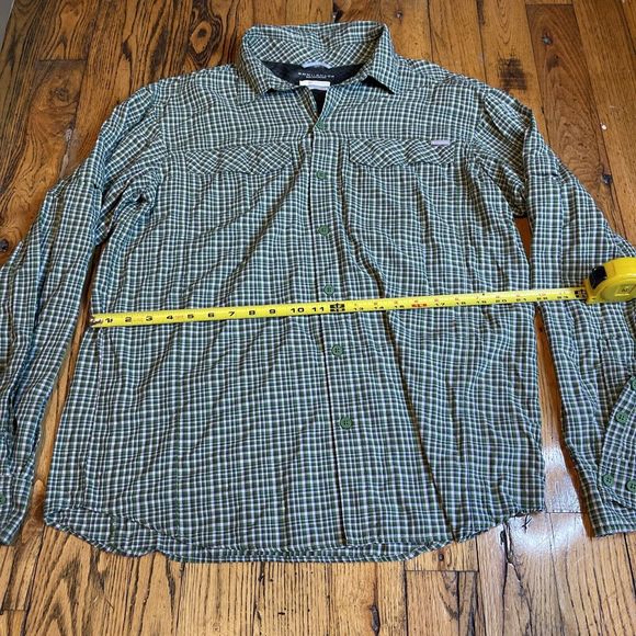 Columbia Men’s Large Green Plaid Button Up Long Sleeve Shirt - Picture 5 of 7